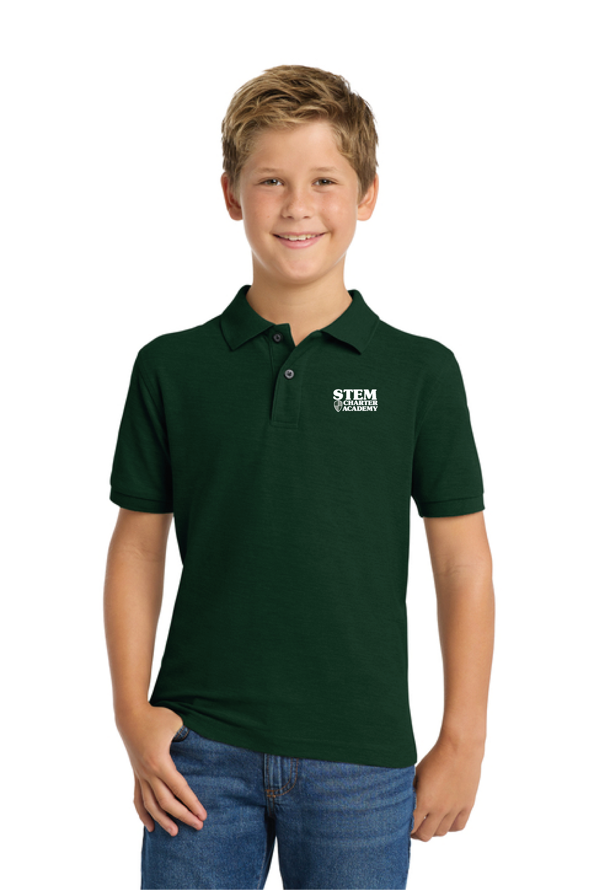Y500 - Port Authority Youth Silk Touch Polo - STEM Charter Academy - Company Store - Transfer Screenprint - #29797