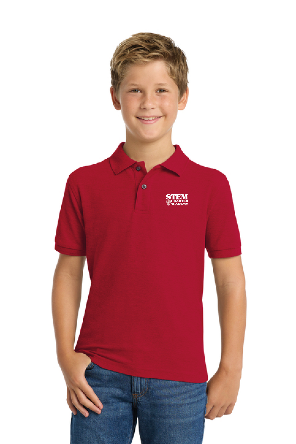 Y500 - Port Authority Youth Silk Touch Polo - STEM Charter Academy - Company Store - Transfer Screenprint - #29797