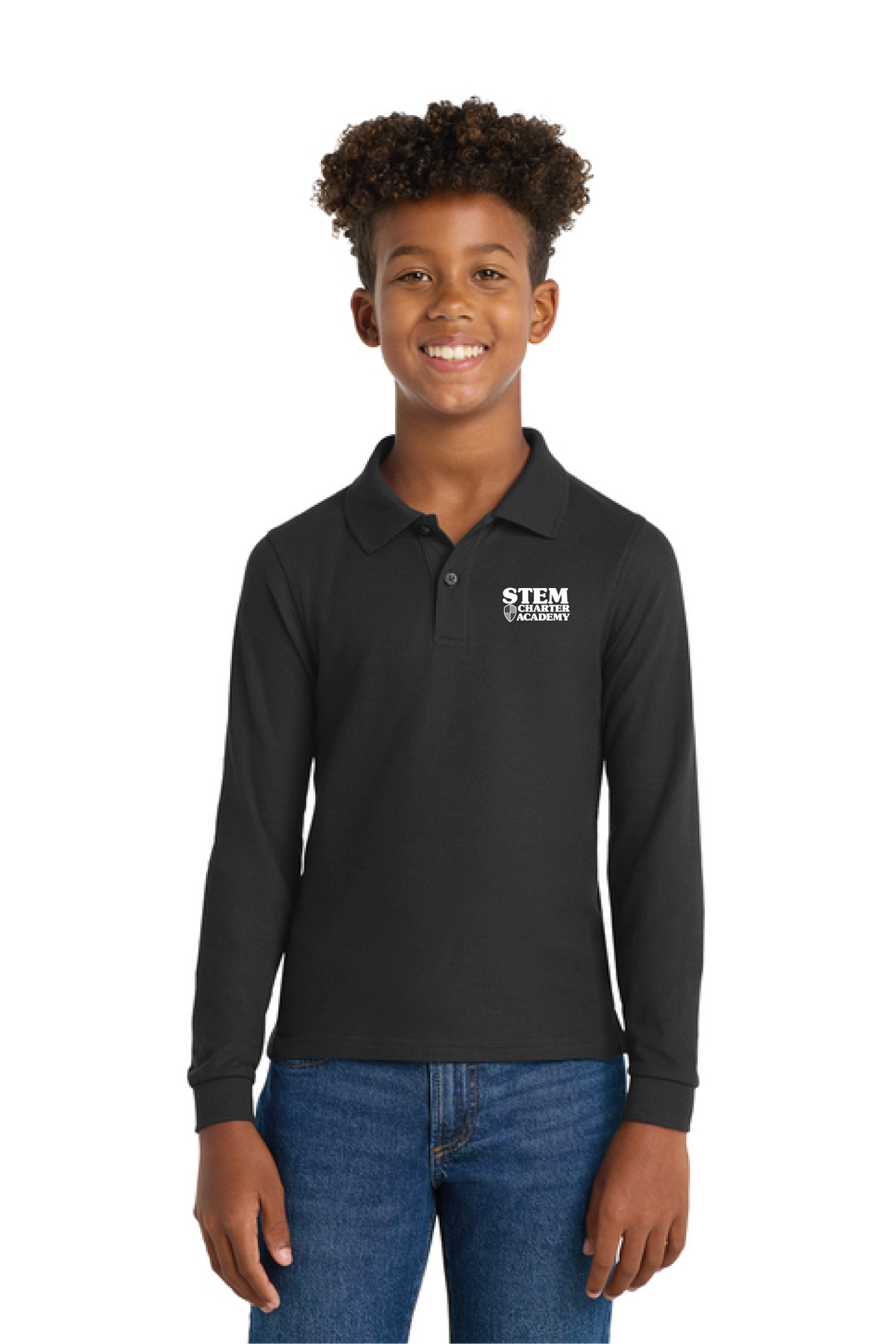 Y500LS - Port Authority Youth Long Sleeve Silk Touch Polo - STEM Charter Academy - Company Store - Transfer Screenprint - #29797