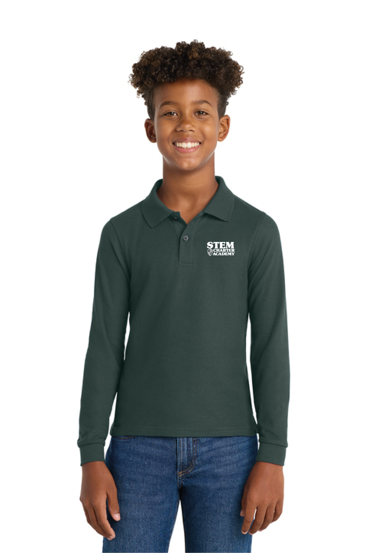 Y500LS - Port Authority Youth Long Sleeve Silk Touch Polo - STEM Charter Academy - Company Store - Transfer Screenprint - #29797