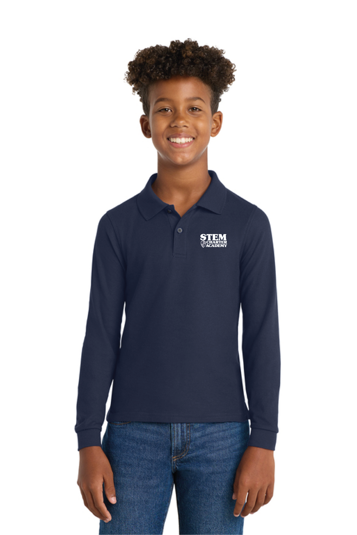 Y500LS - Port Authority Youth Long Sleeve Silk Touch Polo - STEM Charter Academy - Company Store - Transfer Screenprint - #29797
