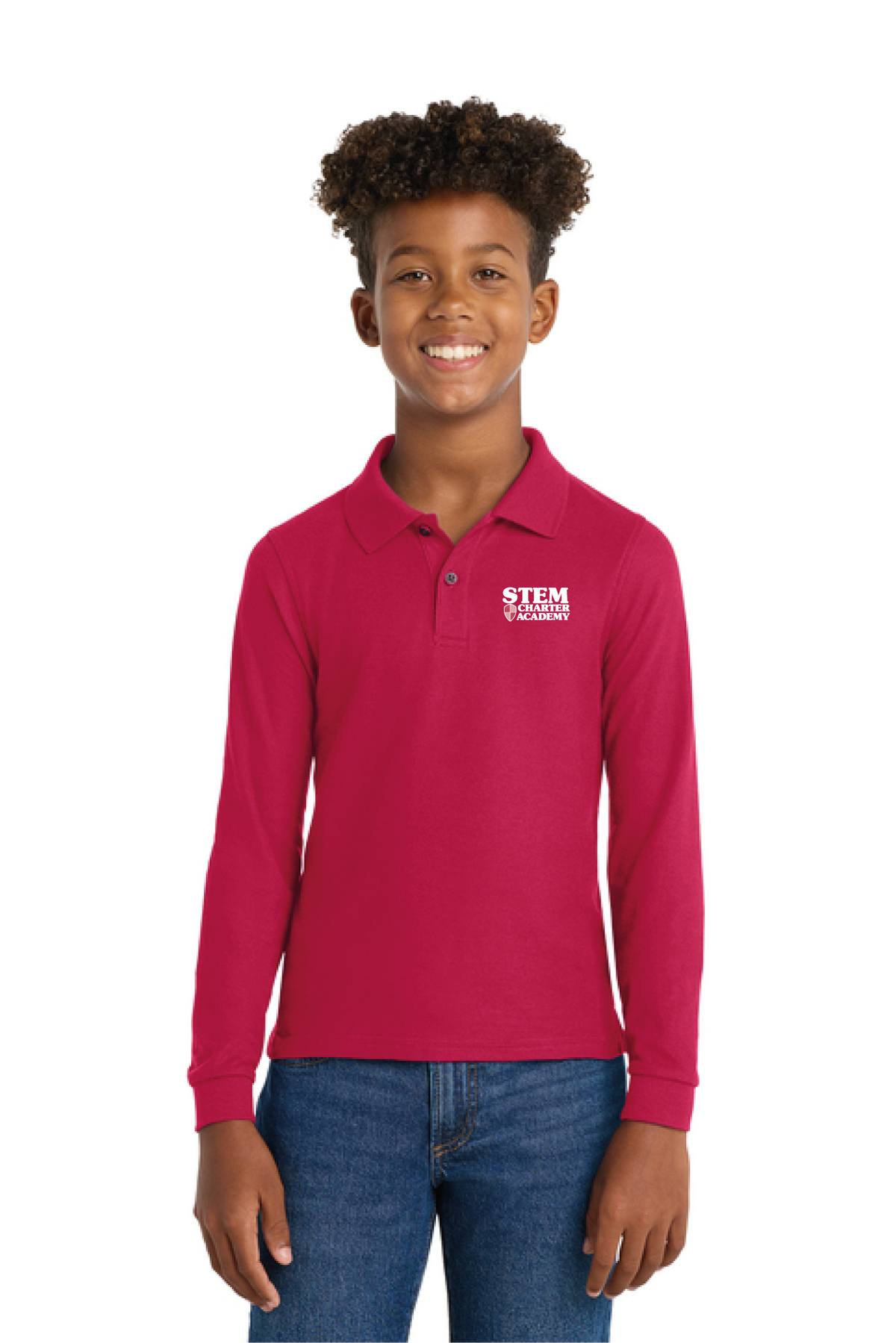 Y500LS - Port Authority Youth Long Sleeve Silk Touch Polo - STEM Charter Academy - Company Store - Transfer Screenprint - #29797