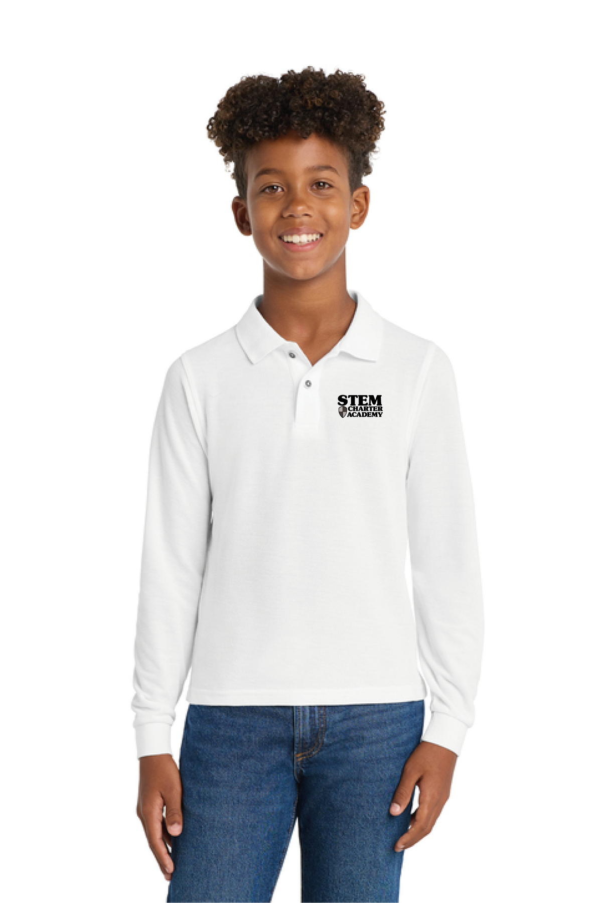 Y500LS - Port Authority Youth Long Sleeve Silk Touch Polo - STEM Charter Academy - Company Store - Transfer Screenprint - #29797