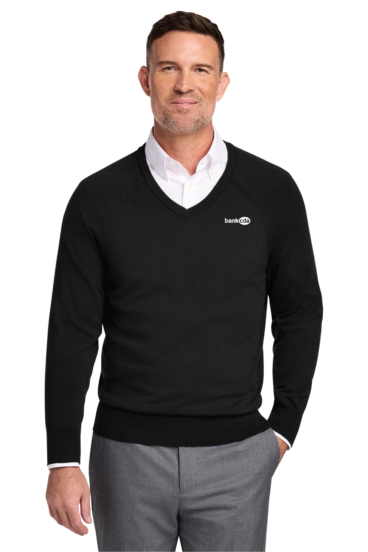 BB18400 - Brooks Brothers Cotton Stretch V-Neck Sweater - BankCDA - Logowear Store - Embroidery - #29162