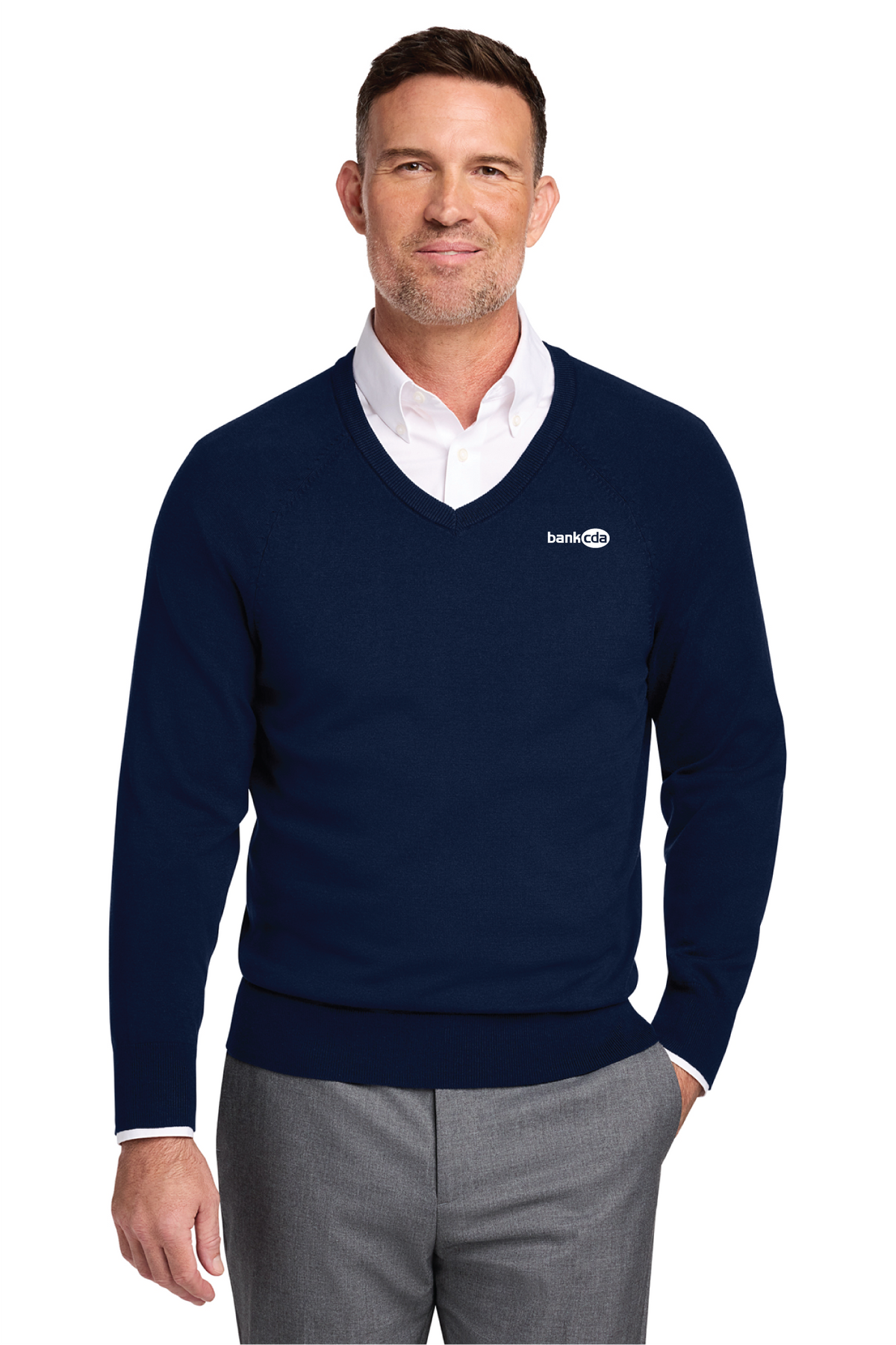 BB18400 - Brooks Brothers Cotton Stretch V-Neck Sweater - BankCDA - Logowear Store - Embroidery - #29162