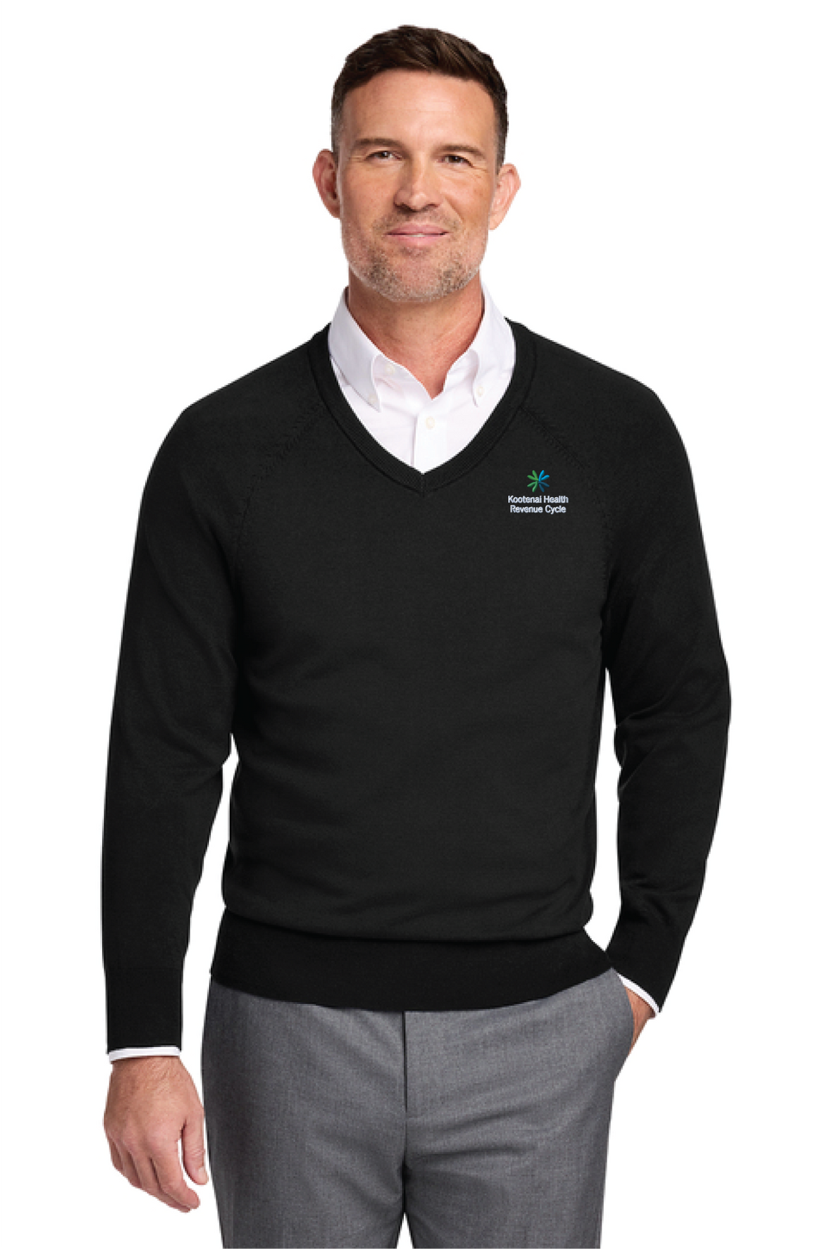 BB18400 - Brooks Brothers Cotton Stretch V-Neck Sweater - Kootenai Health - Revenue Cycle - Oder Collection Store - Embroidery - #30183