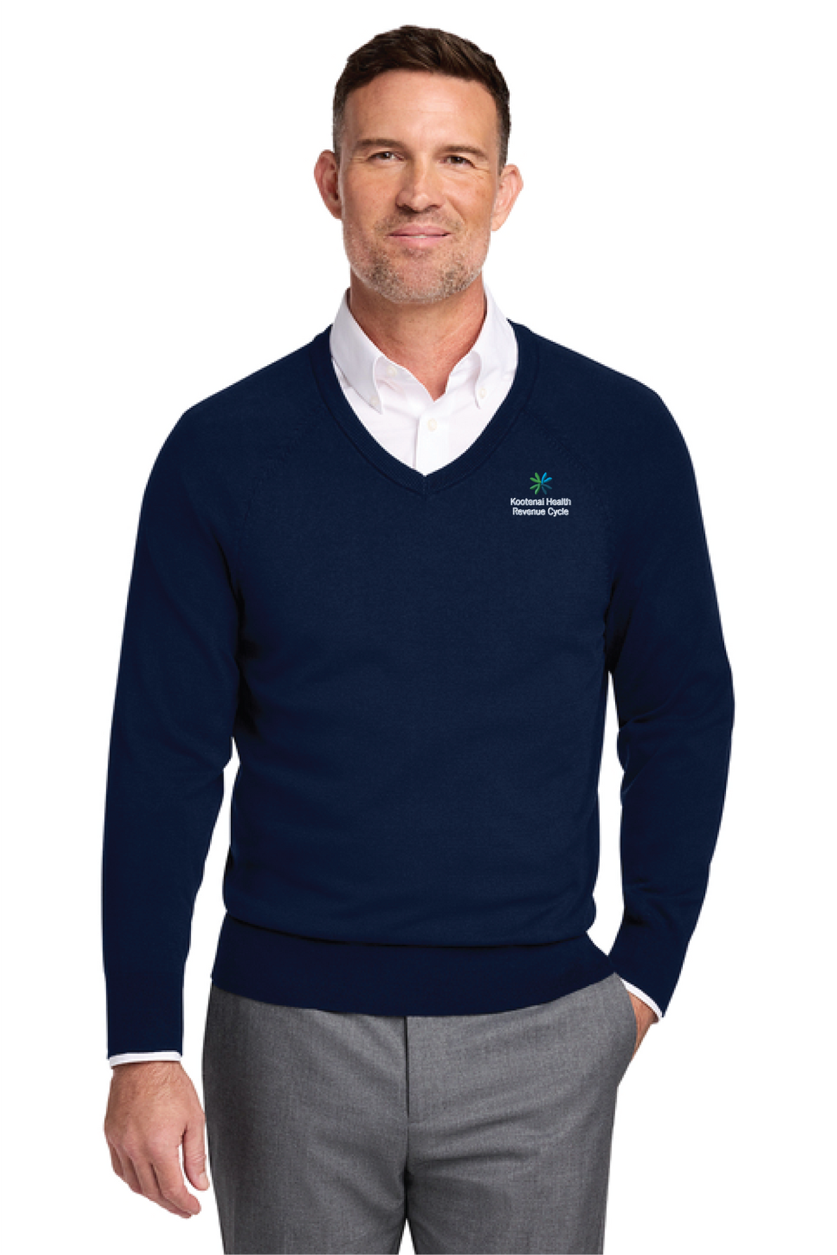 BB18400 - Brooks Brothers Cotton Stretch V-Neck Sweater - Kootenai Health - Revenue Cycle - Oder Collection Store - Embroidery - #30183