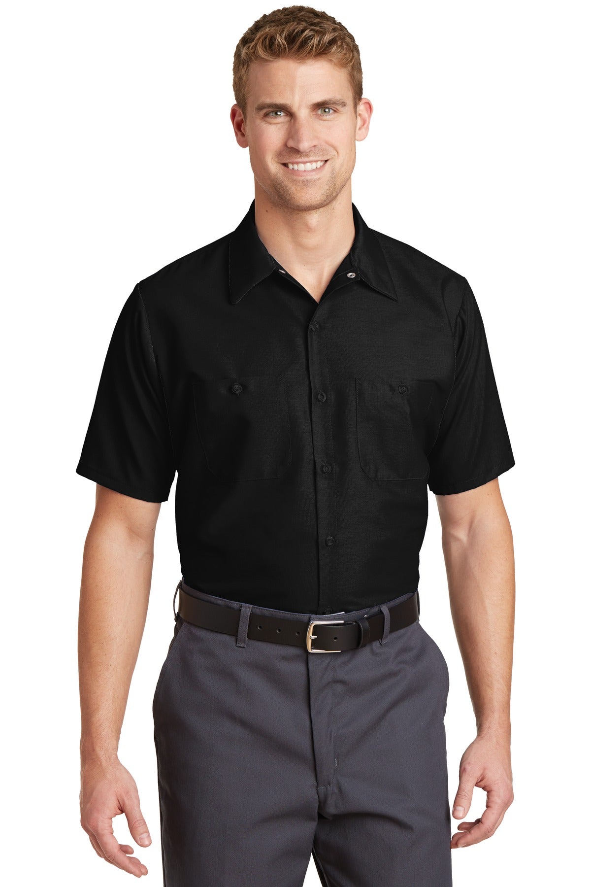 Red Kap Long Size  Short Sleeve Industrial Work Shirt SP24LONG front model image.
