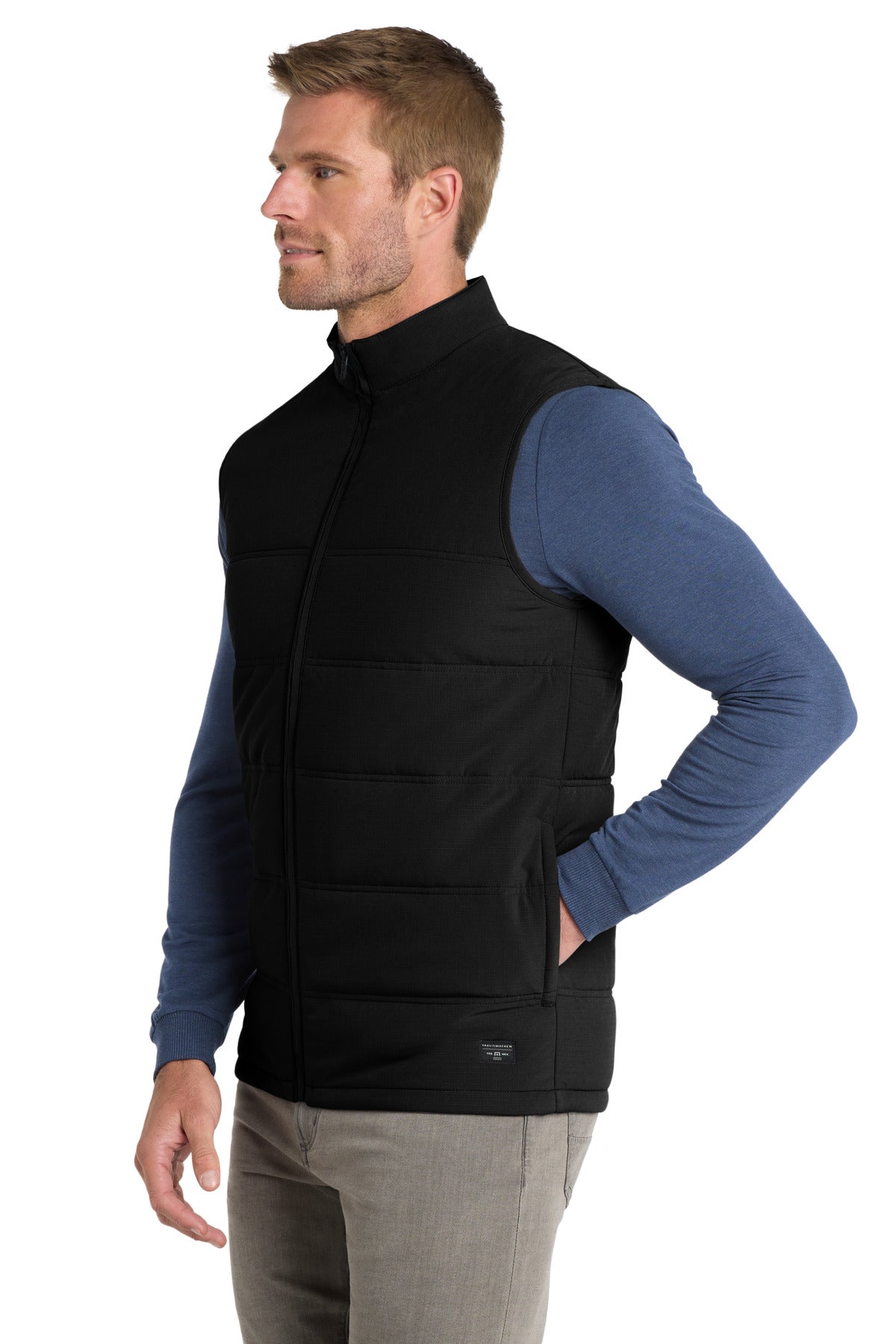 TravisMathew Cold Bay Vest TM1MW453 side model image.