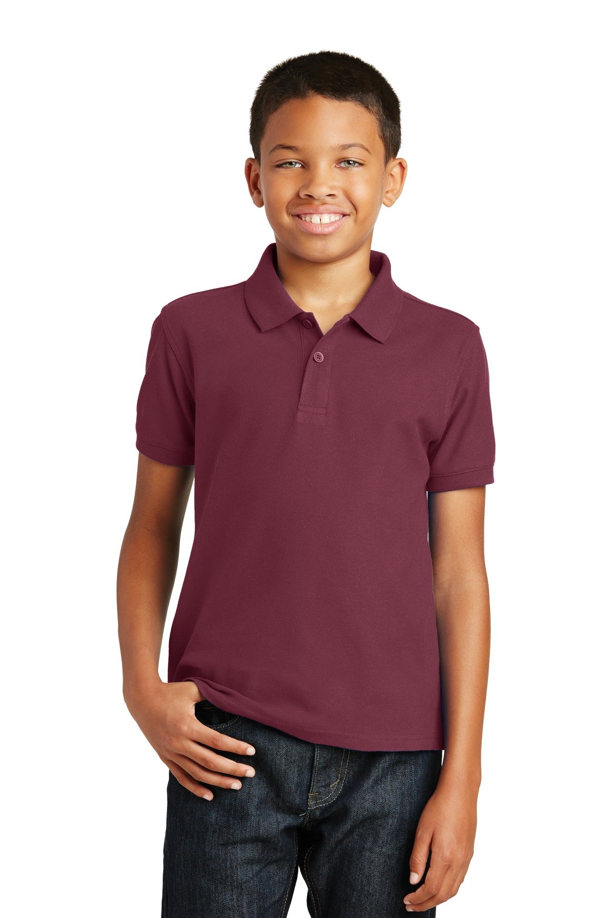 Port Authority Youth Core Classic Pique Polo Y100 front model image.